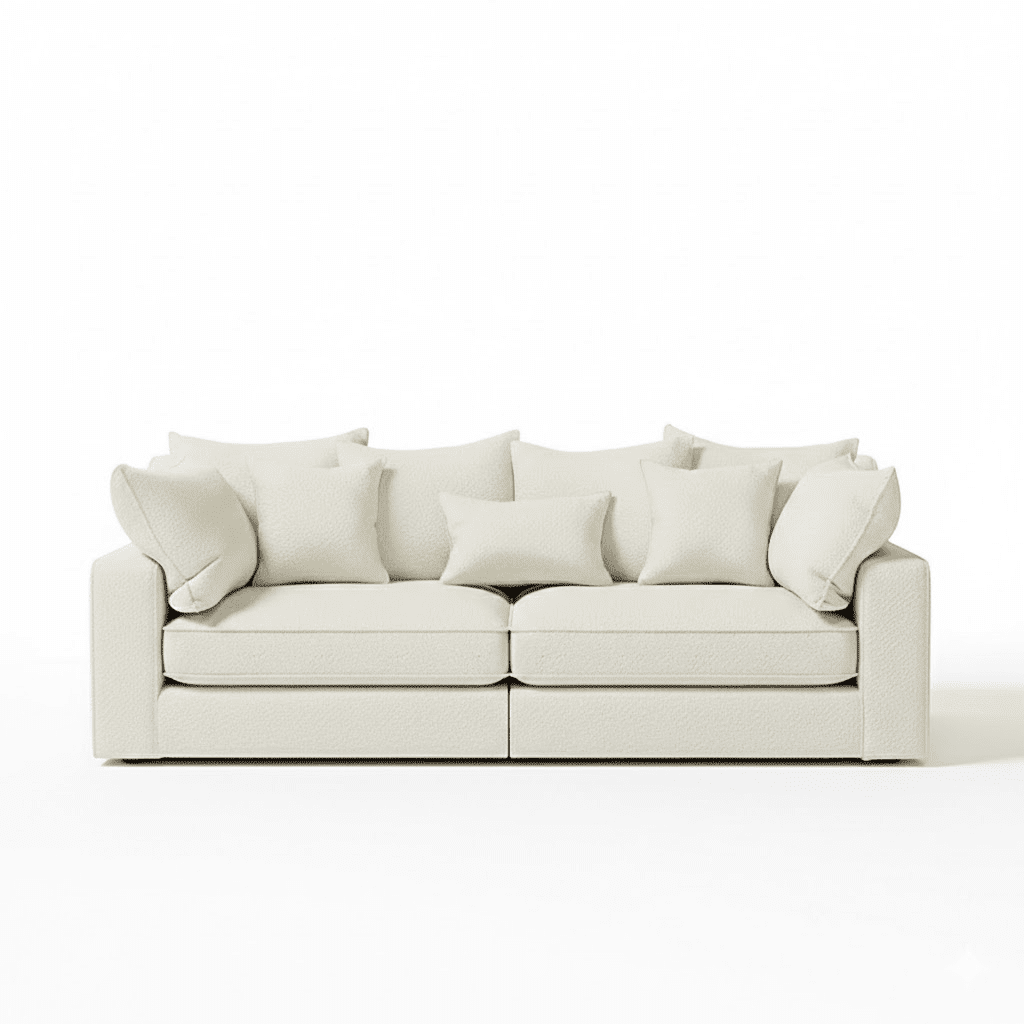 Victoria Ecru Boucle 4 Seater Sofa Sofa Pillow Back 