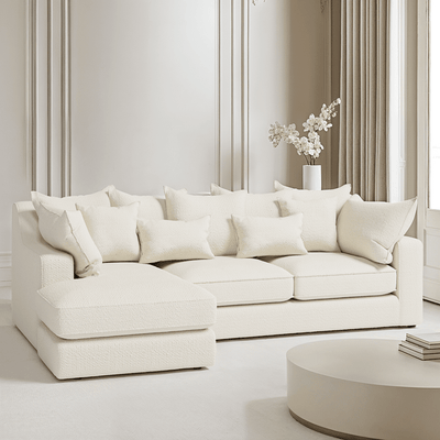 Victoria Ecru Boucle Large Left Hand Facing Pillow Back Sofa Sofa 