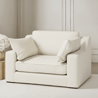 Victoria Ecru Boucle Love Seat Sofa 
