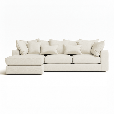 Victoria Ecru Boucle Medium Left Hand Facing Pillow Back Corner Sofa Sofa 