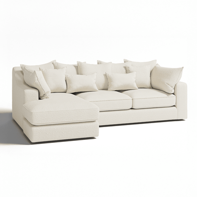 Victoria Ecru Boucle Medium Left Hand Facing Pillow Back Corner Sofa Sofa 