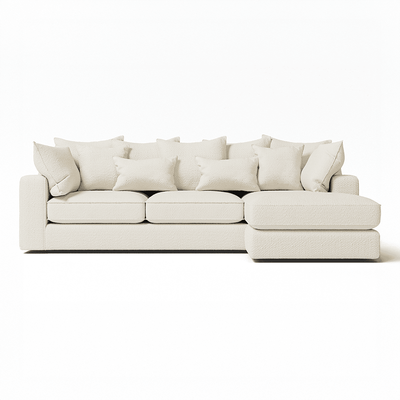 Victoria Ecru Boucle Medium Right Hand Facing Pillow Back Corner Sofa Sofa 