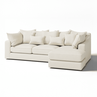 Victoria Ecru Boucle Medium Right Hand Facing Pillow Back Corner Sofa Sofa 