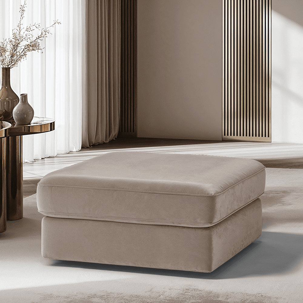 Victoria Mink Velvet Footstool Sofa 