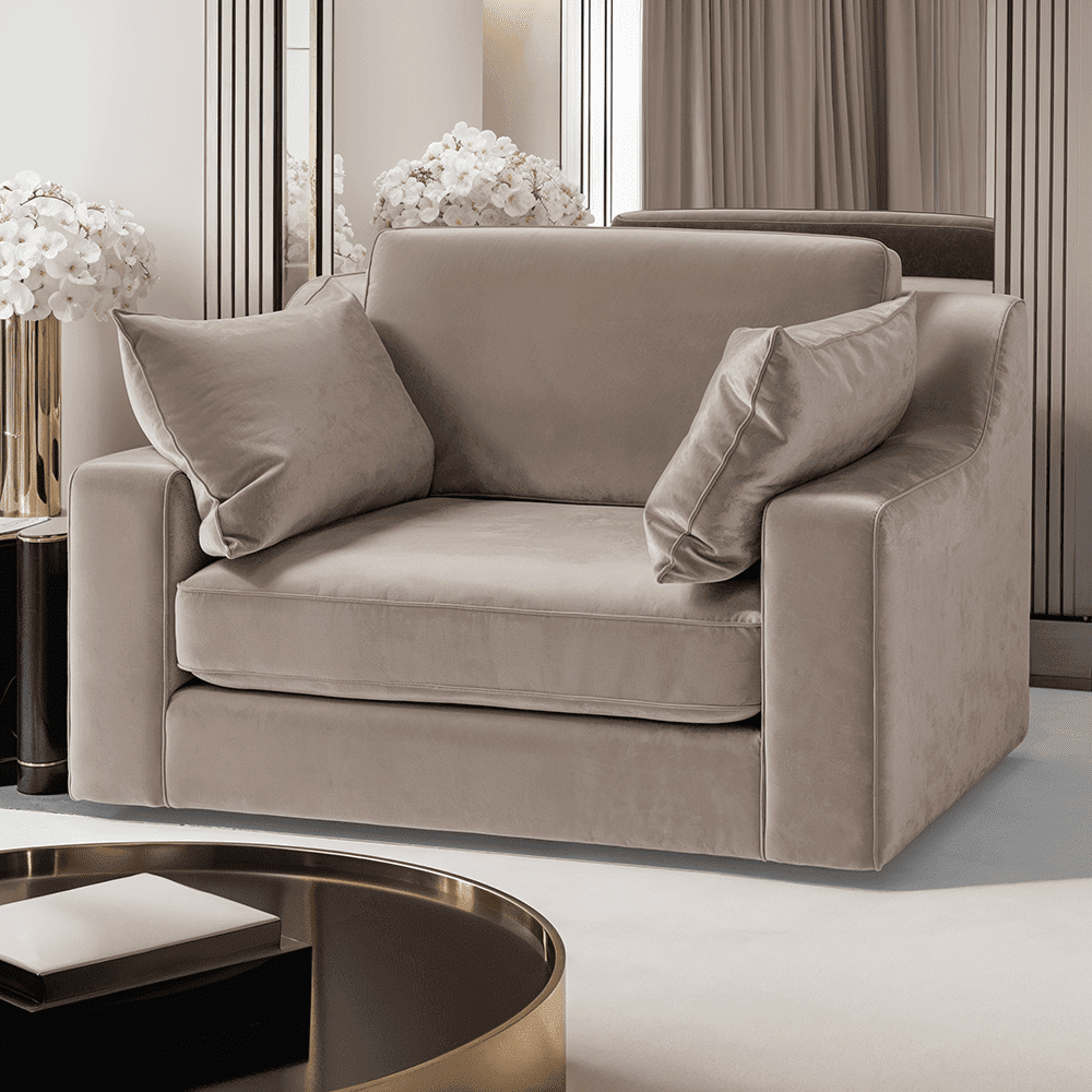 Victoria Mink Velvet Pillow Back Sofa Range Made to Order Sofa Love Seat 