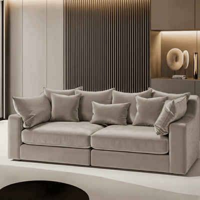 Victoria Mink Velvet Pillow Back Sofa Range Sofa 4 Seater Sofa 