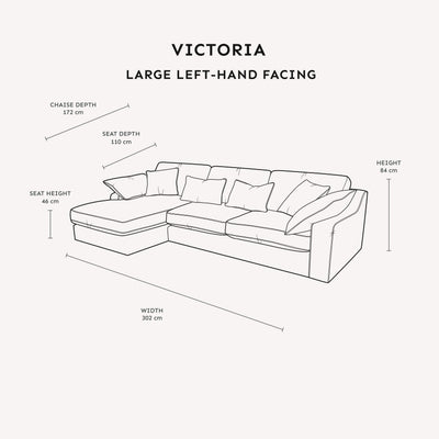 Victoria Oyster Chenille Sofa Range Sofa Large Chaise End Sofa - Left Hand Facing 