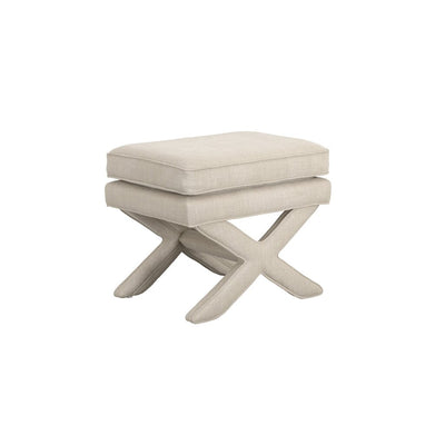 Vinesa Stone Linen Blend Cross Foot Stool Furniture 