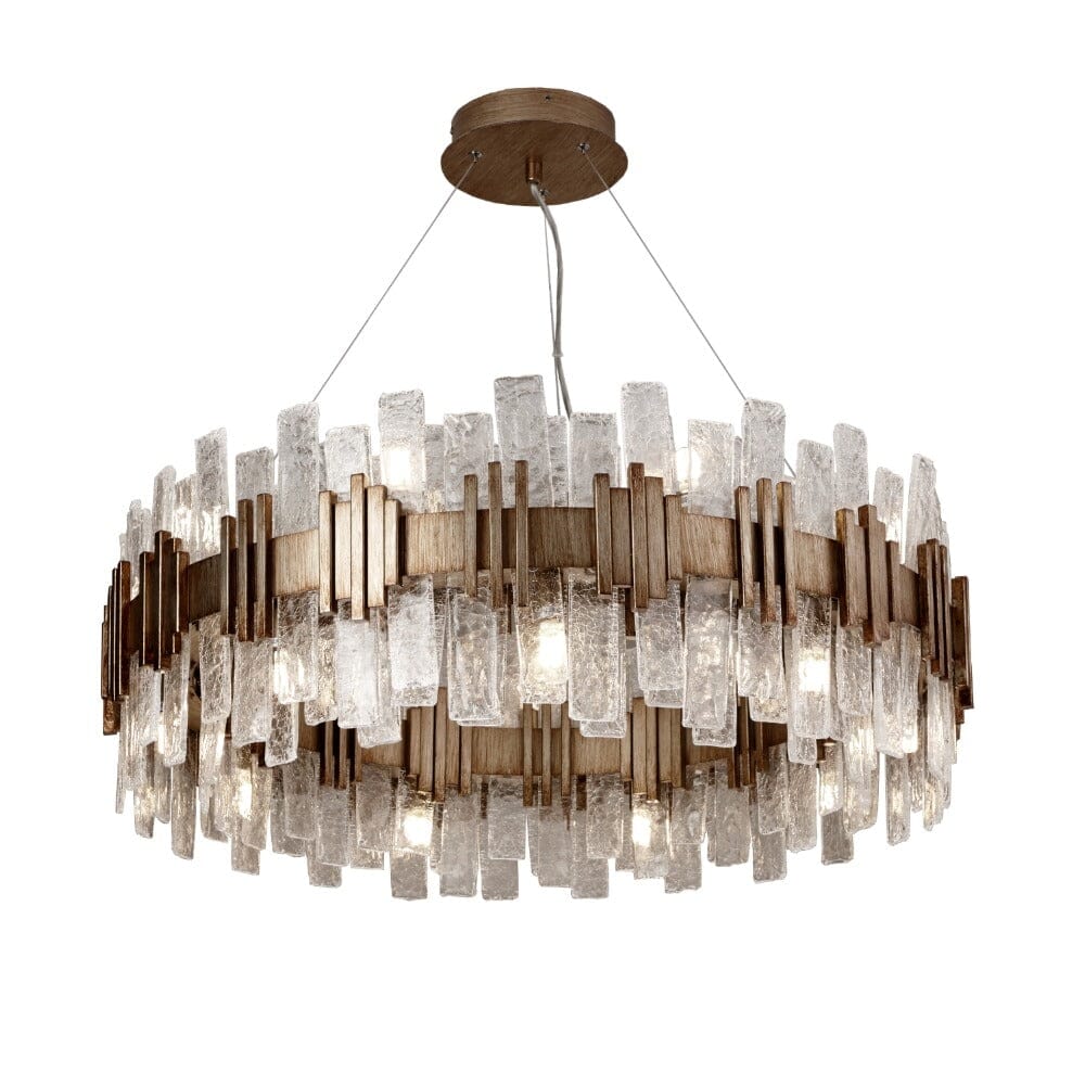 Vivia Antique Gold & Textured Glass Chandelier Lighting 
