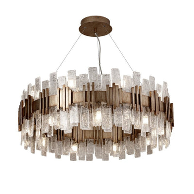 Vivia Antique Gold & Textured Glass Chandelier Lighting 