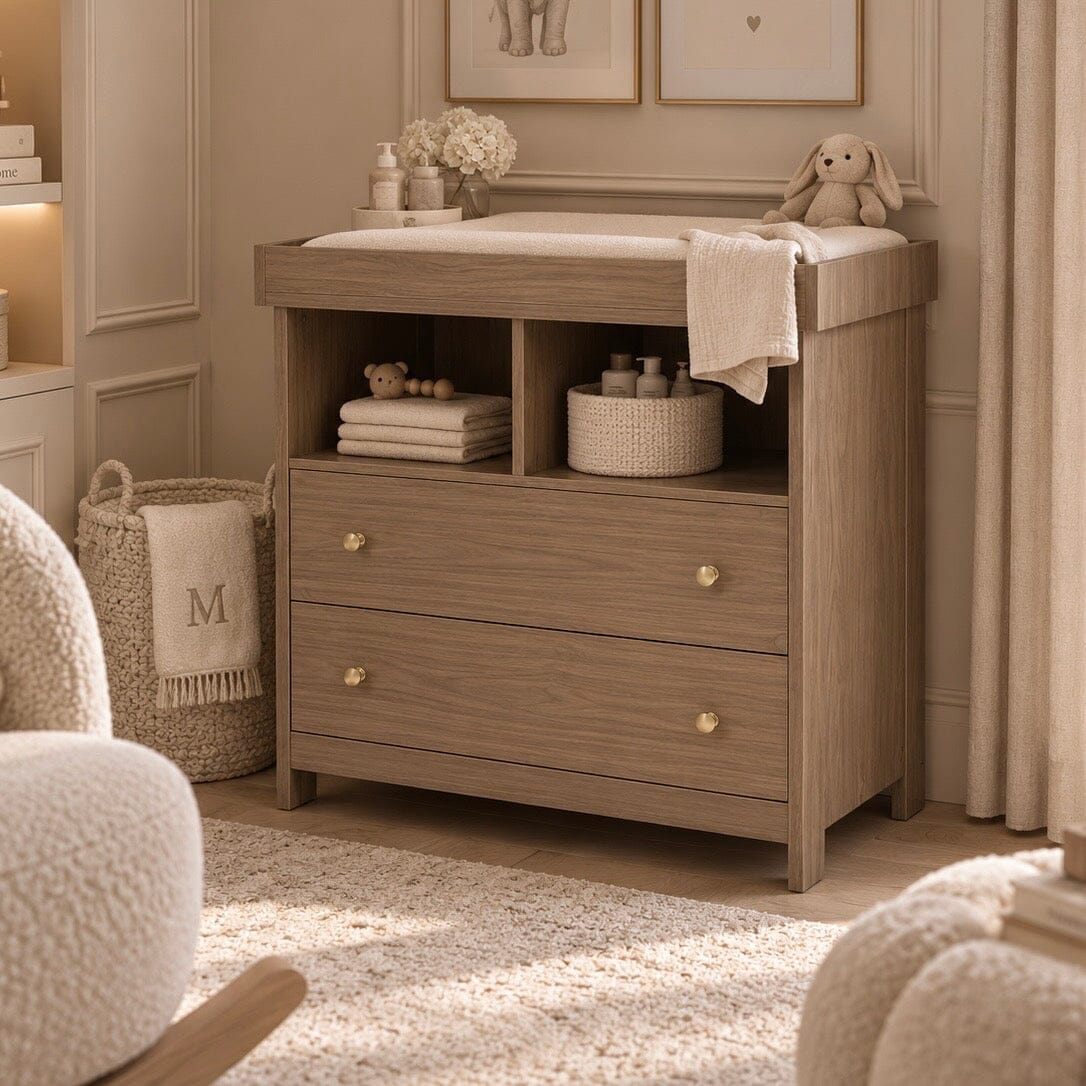 Walden Taupe Wooden 2 Drawer Changing Unit Nursery 