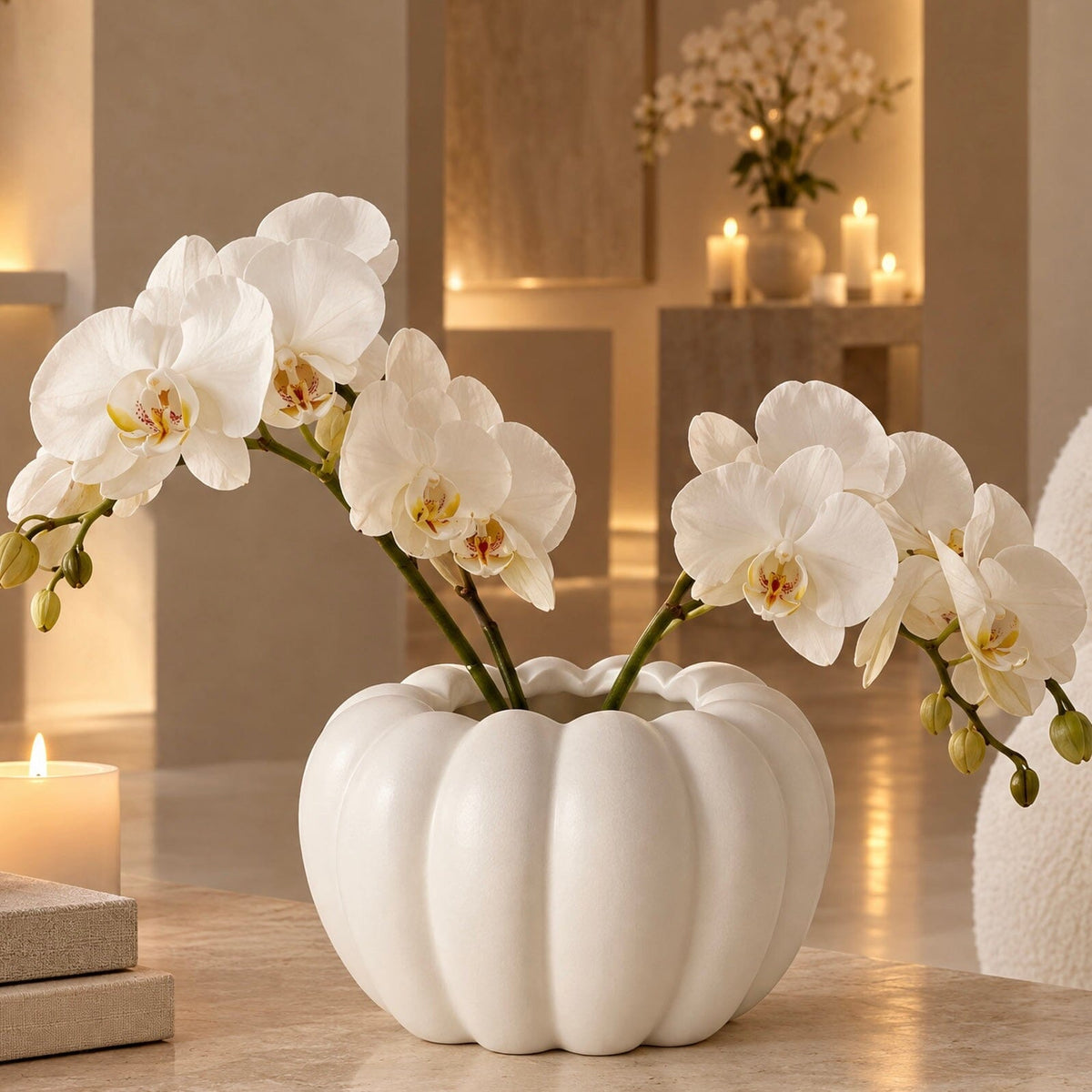 White Fluted Ceramic Vase Accessories 