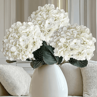 White Giant Pom Pom Hydrangea Single Stem Flower - Set of 3 