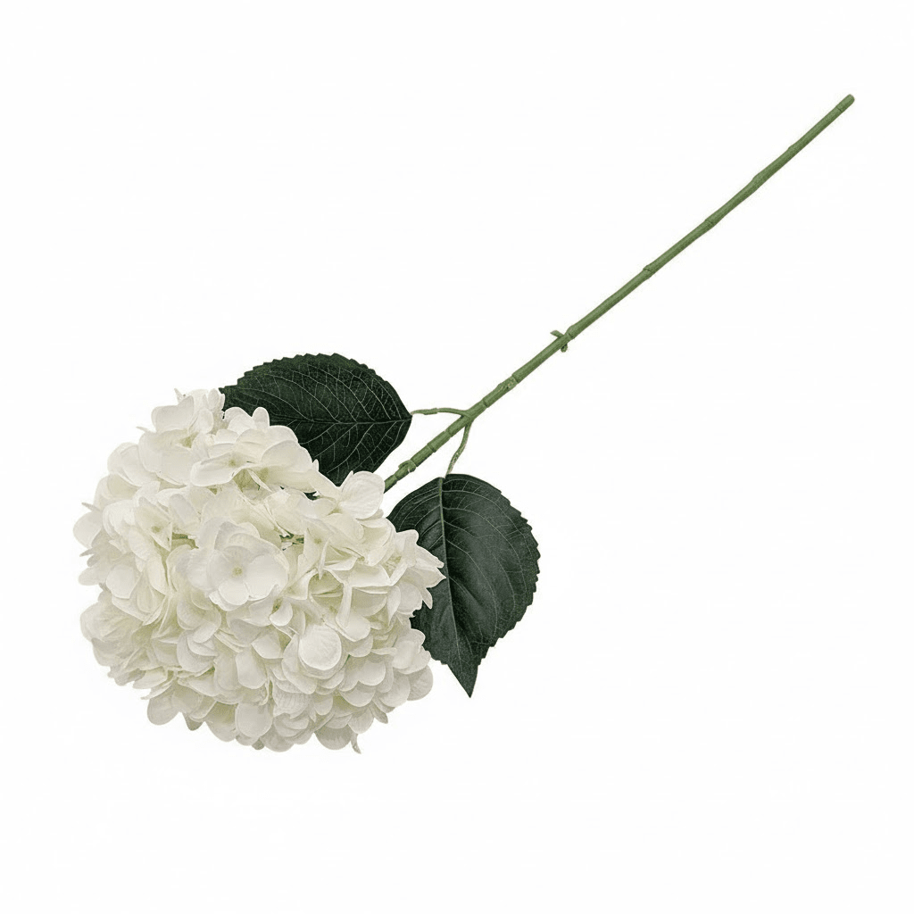 White Giant Pom Pom Hydrangea Single Stem Flower - Set of 3 Accessories 
