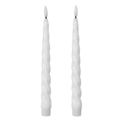 White LED Twisted Candlesticks - Set of 2 Fragrance 