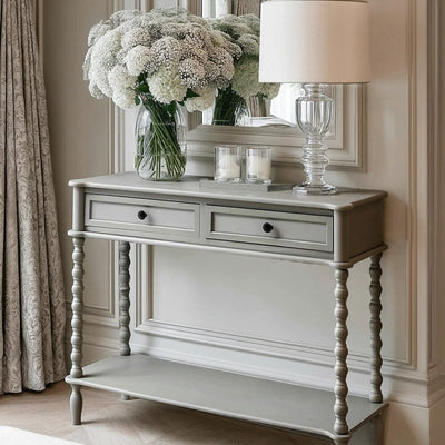 Wiley Grey 2 Drawer Console Table with Leg Detailing Furniture 