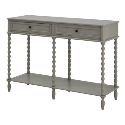 Wiley Grey Large 2 Drawer Console Table with Leg Detailing Furniture 