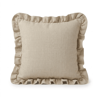 Wilmare Taupe Scalloped Edge Cushion with Cream Trim- 45x45cm 