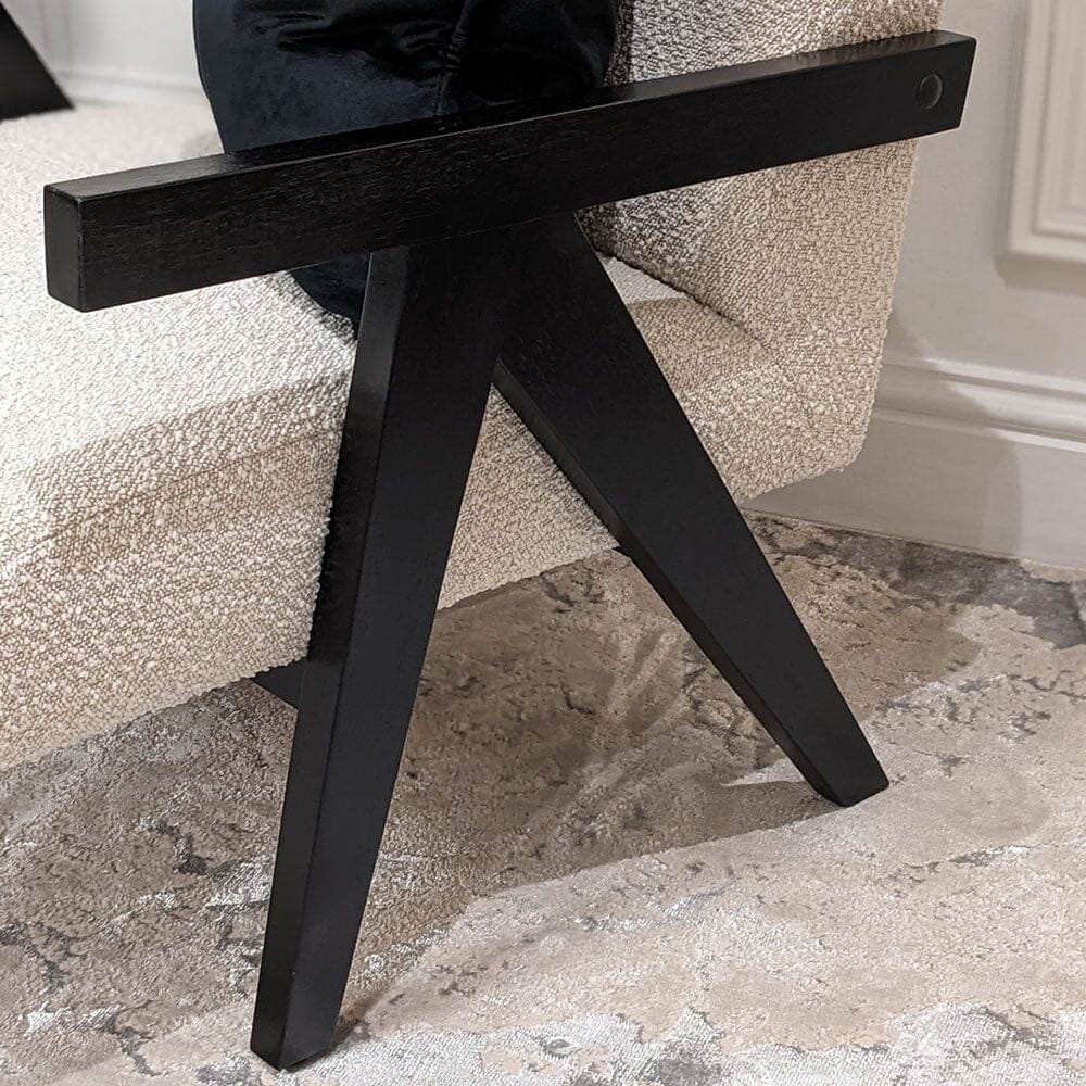 Wren Black Wood & Cream Boucle Accent Chair Furniture 