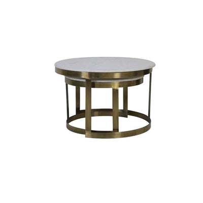 Xena Brushed Brass Nested Coffee Tables with Marble Top - Set of 2 Furniture 