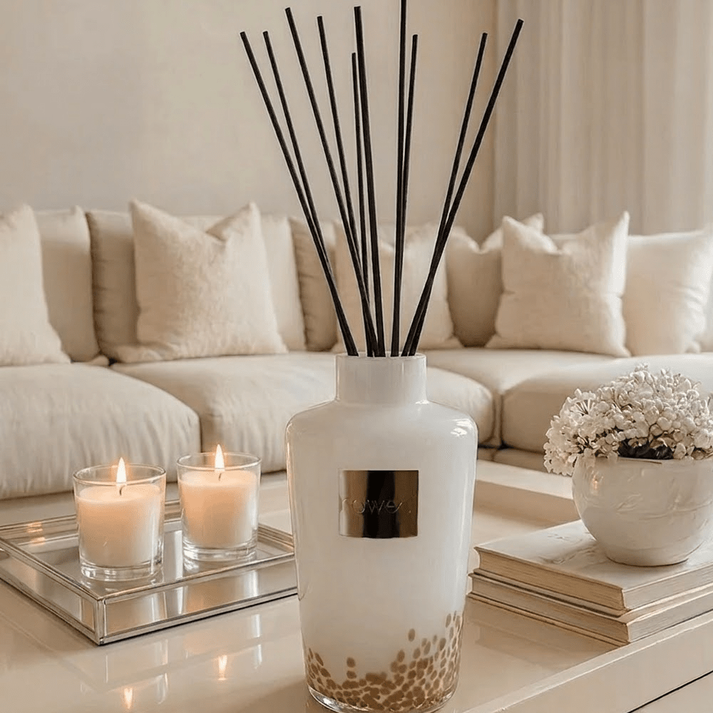 XXL Hazelnut Cappuccino Scented White & Gold Statement Reed Diffuser - 5000ml Fragrance 