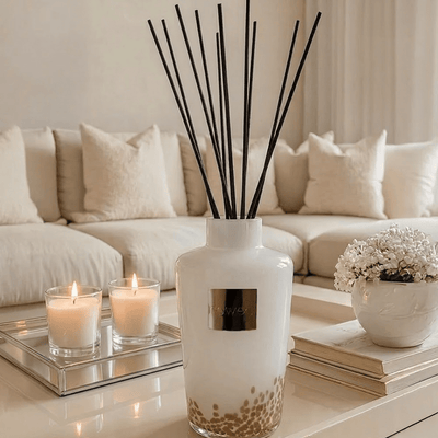 XXL Hazelnut Cappuccino Scented White & Gold Statement Reed Diffuser - 5000ml Fragrance 