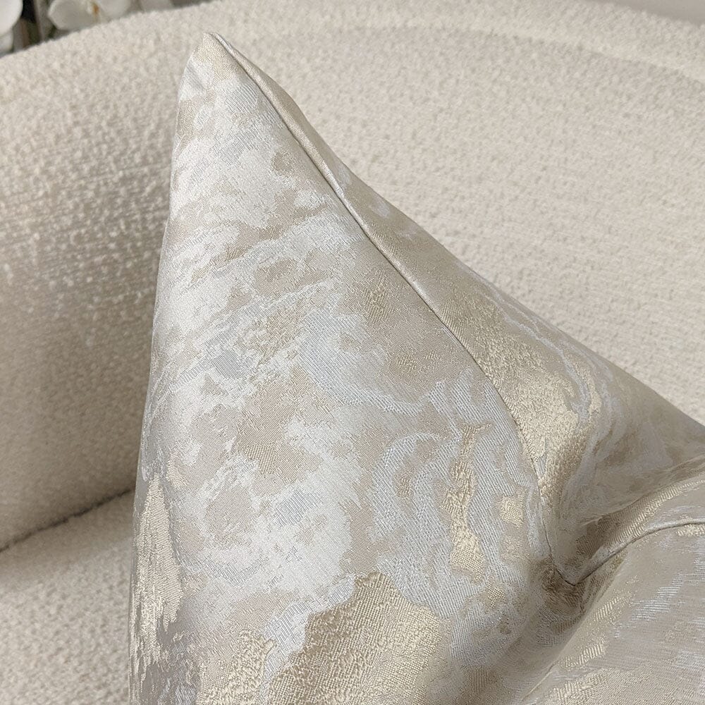 Yasmin Gold & Cream Metallic Cloud Print Feather Filled Cushion - 50x50cm 