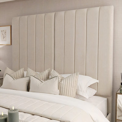 Zana Beige Textured Luxury Panelled Bed 