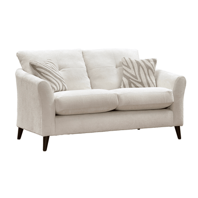 Zelda Cream Textured Chenille 2 Seater Sofa with Patterned Accent Cushions Sofa 