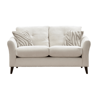Zelda Cream Textured Chenille 2 Seater Sofa with Patterned Accent Cushions Sofa 