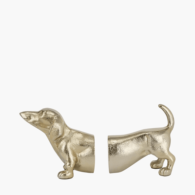 Zenaida Gold Metal Sausage Dog Decorative Bookends Accessories 