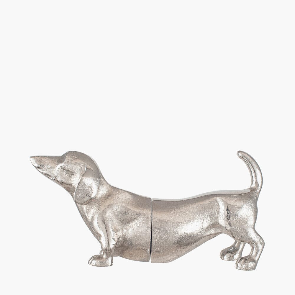 Zenaida Silver Metal Sausage Dog Decorative Bookends Accessories 