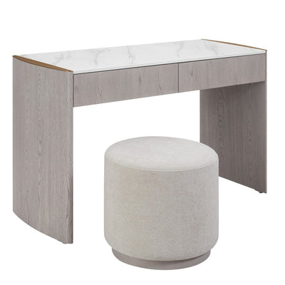 Zendaya 2 Drawer Washed Oak Dressing Table with Stone Top Furniture 