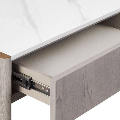 Zendaya 2 Drawer Washed Oak Dressing Table with Stone Top Furniture 