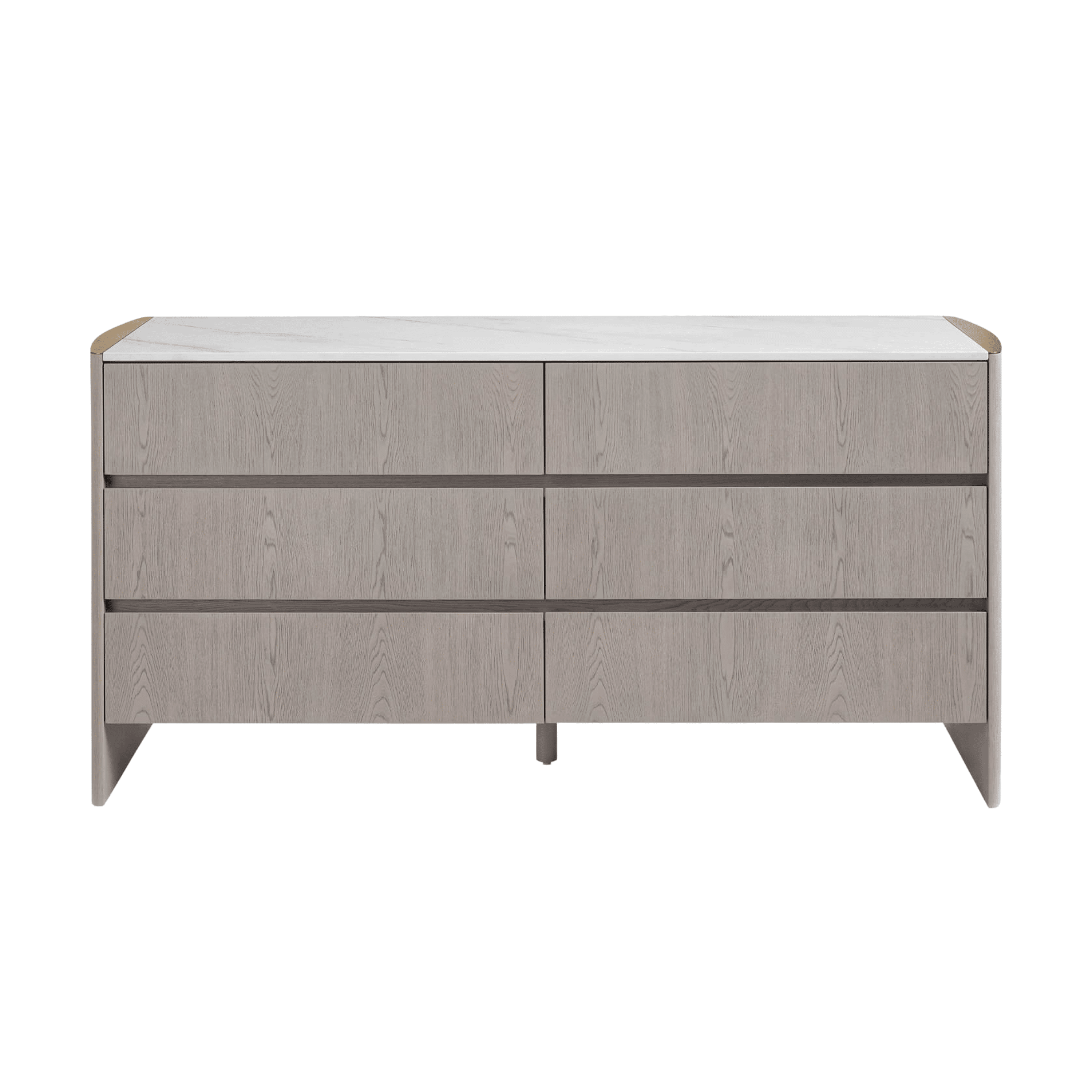 Zendaya 6 Drawer Washed Oak Chest with Stone Top Furniture 