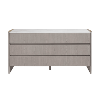 Zendaya 6 Drawer Washed Oak Chest with Stone Top Furniture 