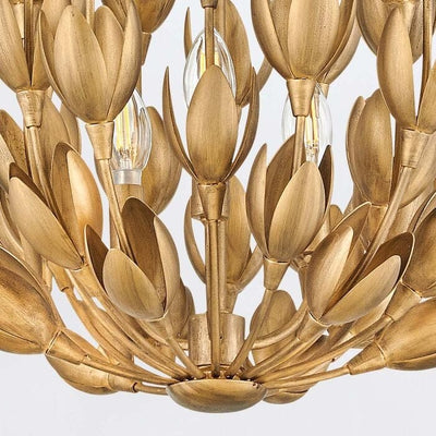 Zeni Gold 3 Light Statement Floral Pendant Ceiling Light Lighting 