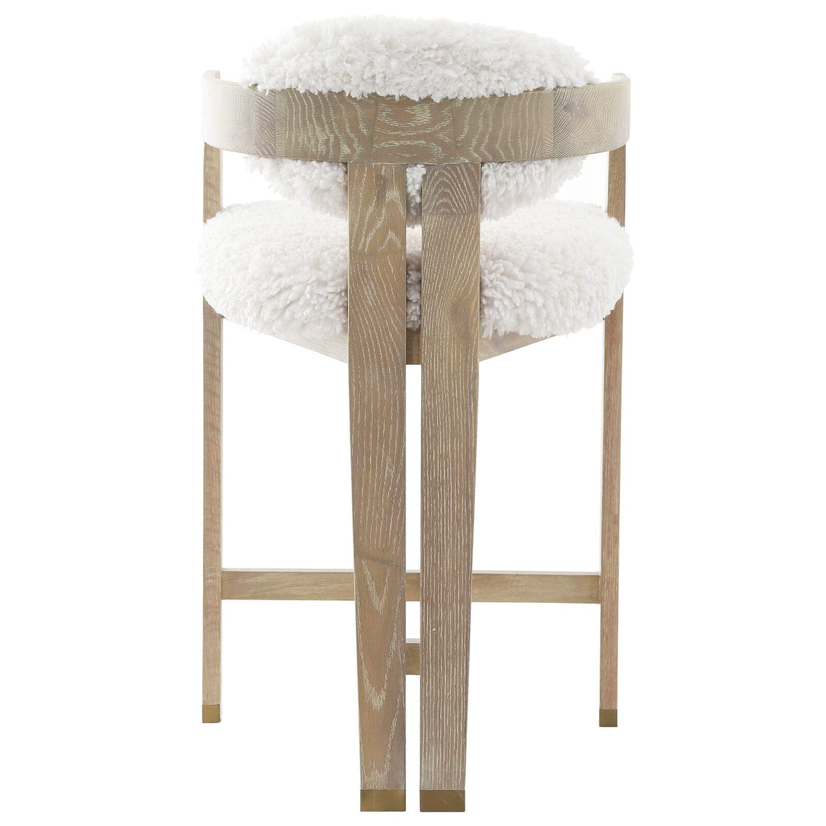 Zenith Faux Sheepskin & Washed Wood Bar Stool Furniture 