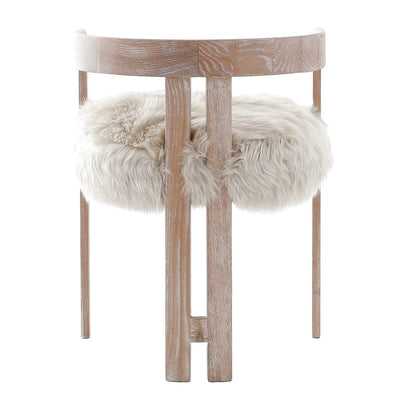 Zenith Faux Sheepskin & Washed Wood Dining Chair Furniture 