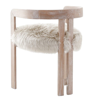 Zenith Faux Sheepskin & Washed Wood Dining Chair Furniture 