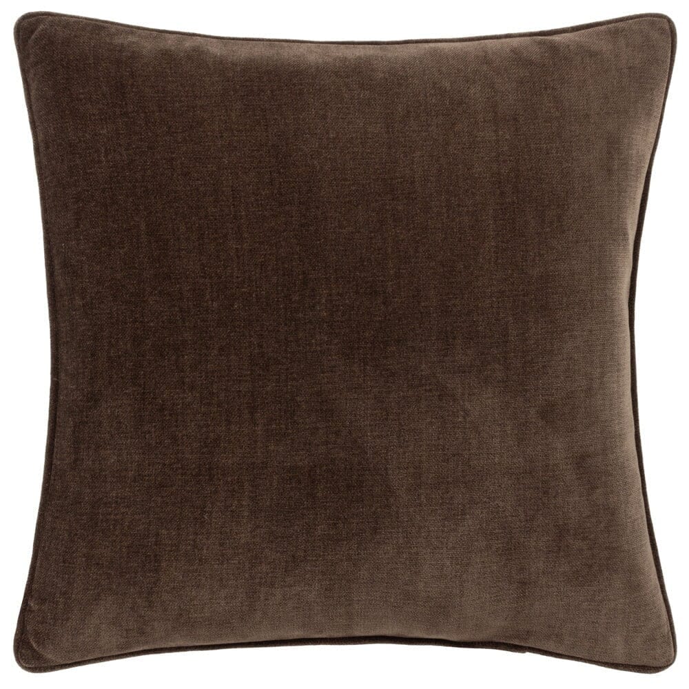 Zephyr Chocolate Brown Heavy Chenille Velvet Feather Filled Cushion- 50x50cm Textiles 