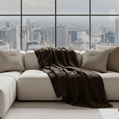 Zephyr Chocolate Brown Heavy Chenille Velvet Throw Textiles 