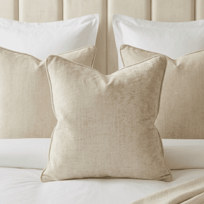 Zephyr Cream Heavy Chenille Velvet Feather Filled Cushion - 50x50cm Textiles 