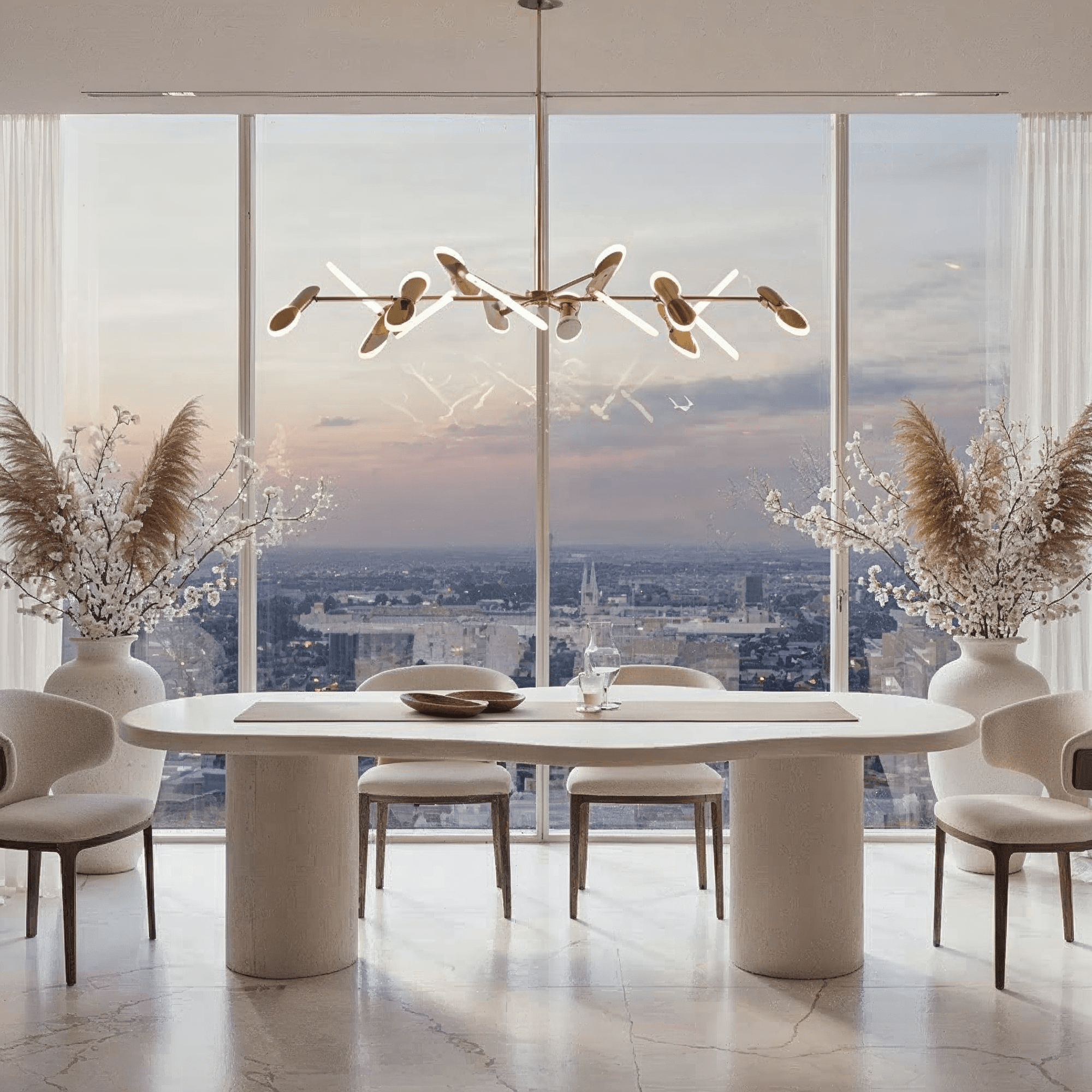 Zia Cream Abstract Dining Table Furniture 