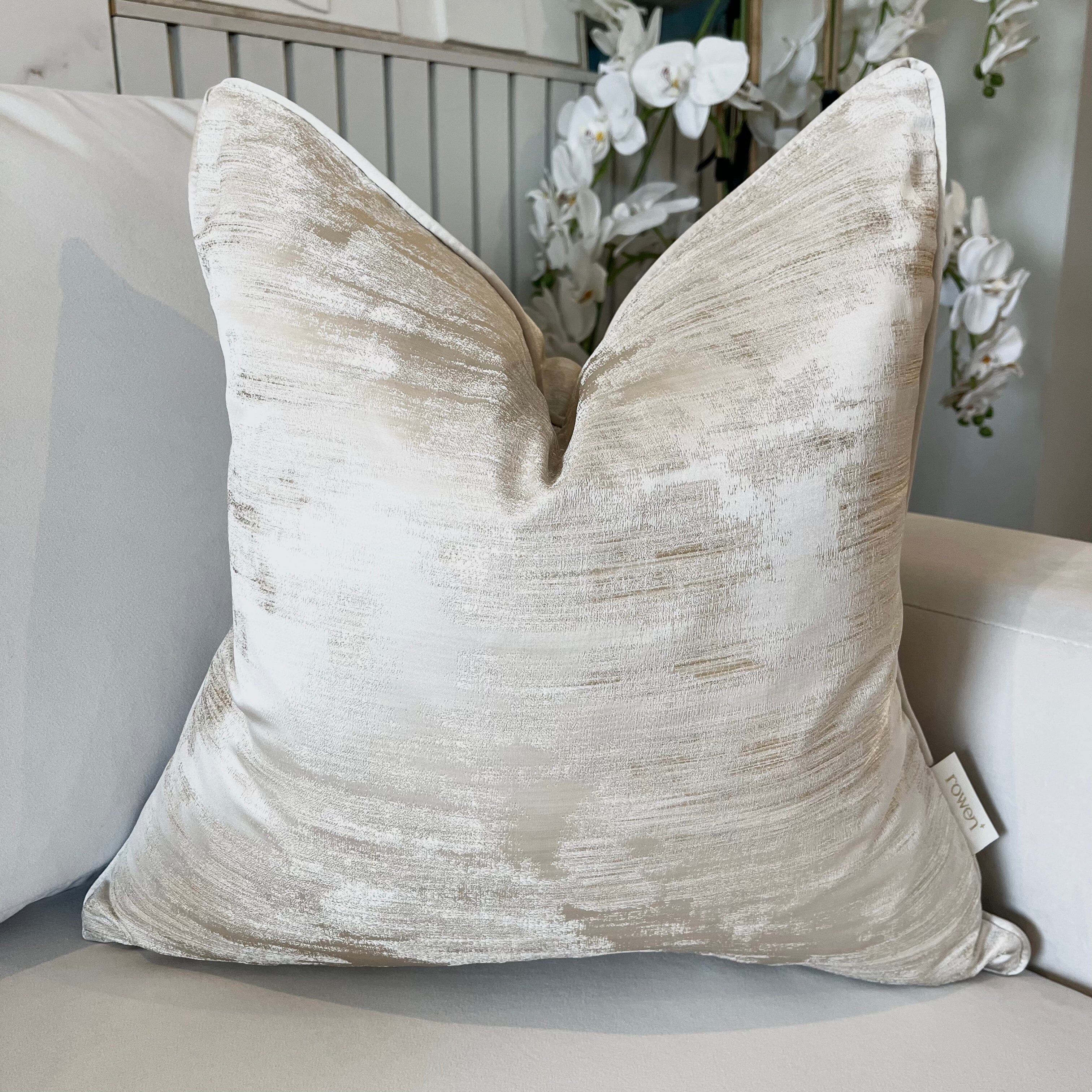 Zirconium Oyster & Gold Metallic Patterned Cushion - 50x50cm Textiles 