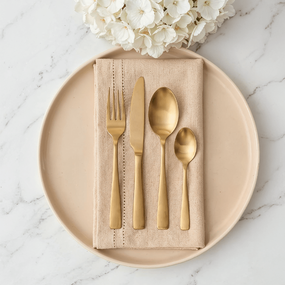 Zoey Gold Finish 16 Piece Cutlery Set Accessories 