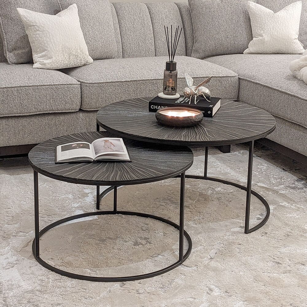 Zosia Black Set of 2 Nested Coffee Tables Furniture 