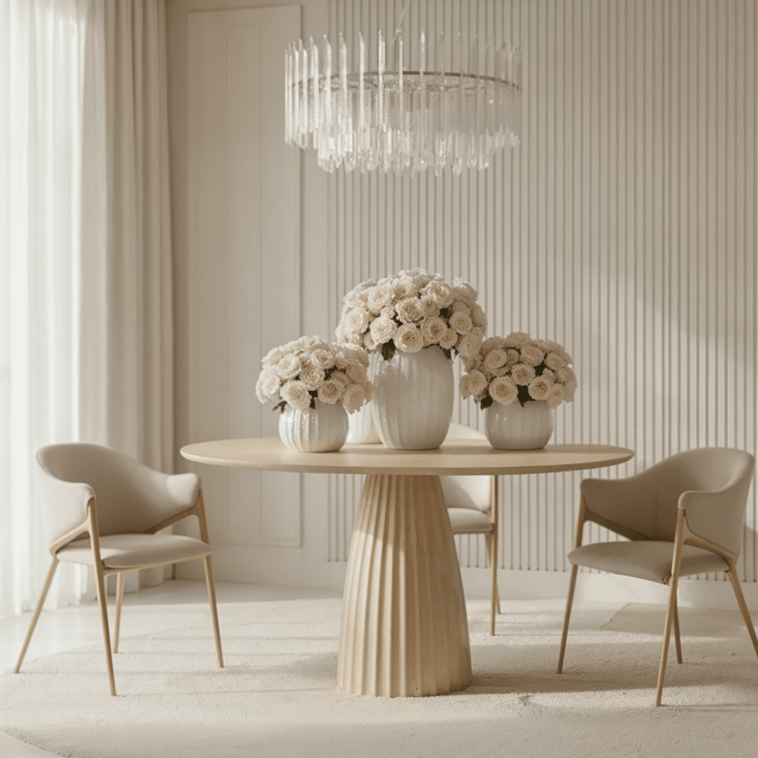 Zuzana Beige Round Dining Table Furniture 