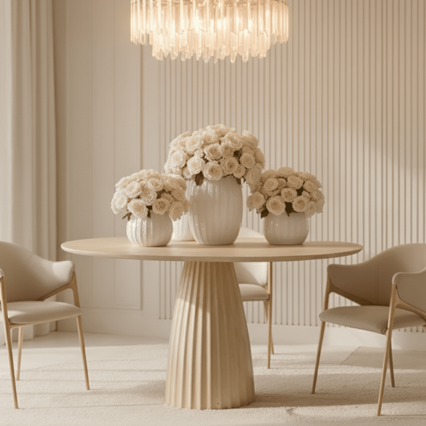 Zuzana Beige Round Dining Table Furniture 