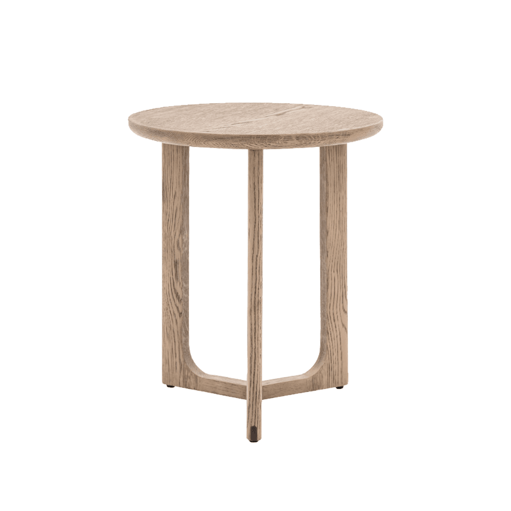 Zyra Smoked Oak Wooden Round Side Table Furniture 